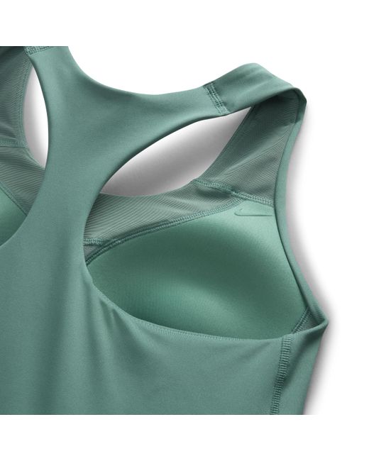 Nike Green Swoosh Medium-support Padded Sports Bra Tank Polyester