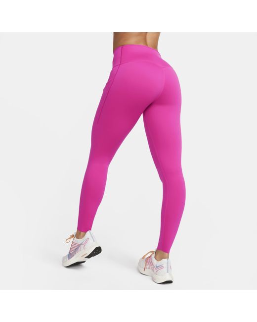 Nike Pink Go Therma-fit High-waisted 7/8 leggings With Pockets Nylon