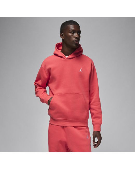 Nike Red Jordan Brooklyn Fleece Printed Pullover Hoodie Cotton for men