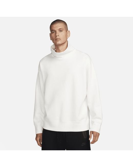 Nike White Sportswear Tech Fleece Reimagined Oversized Turtleneck Sweatshirt for men