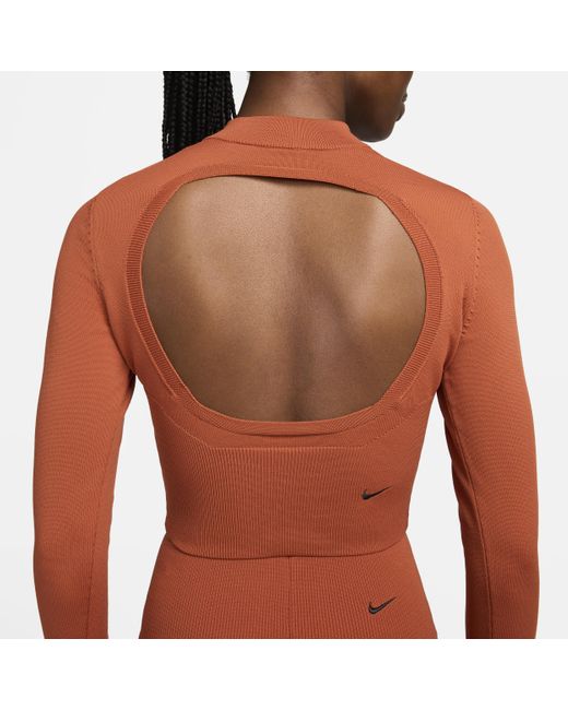 Nike Red Sportswear Chill Knit Slim Long-sleeve Cropped Sweater 1/2-zip Top