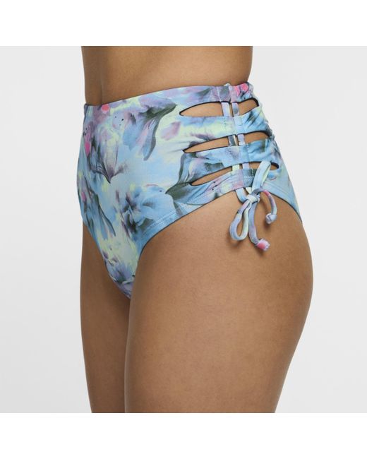 Nike Blue Swim Lace-up Bikini Bottoms Polyester