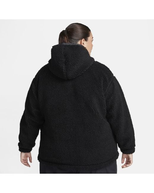 Nike Black Sportswear Logo High-pile Fleece Jacket Polyester