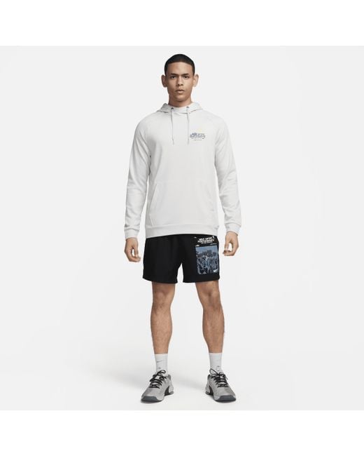 Nike White Dri-fit Hooded Fitness Pullover for men