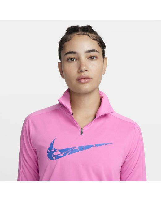 Nike Pink Swoosh Dri-fit 1/4-zip Mid Layer