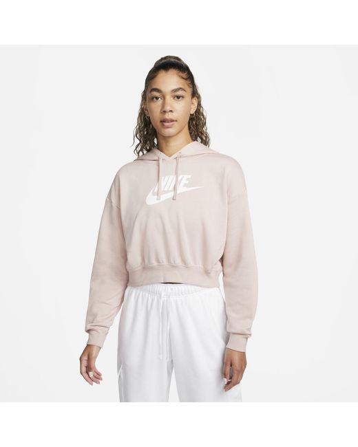 Nike Sportswear Club Fleece Oversized Crop Graphic Hoodie in White | Lyst