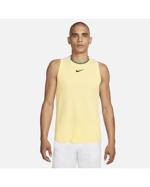 Nike Yellow Court Slam Tennis Tank Top 50% Recycled Polyester for men