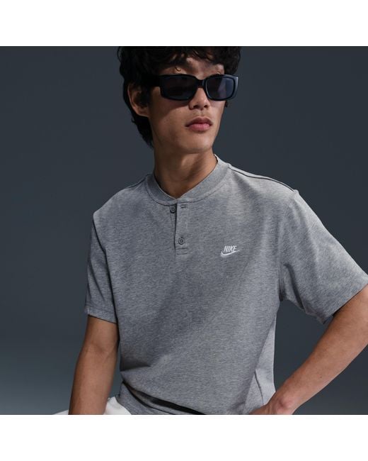 Nike Gray Club Short-Sleeve Henley for men