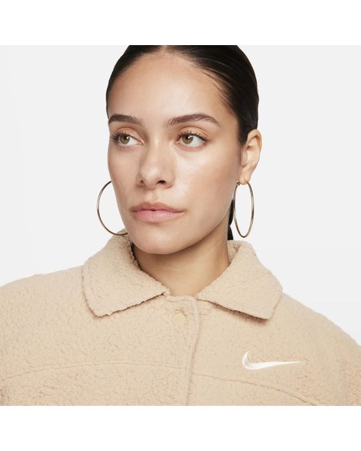 Nike Sportswear Collared Highpile Jacket in Natural Lyst