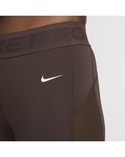 Nike Brown Pro Mid-rise 7/8 Mesh-paneled Leggings