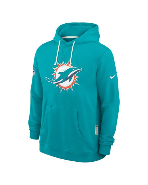 Nike Blue Miami Dolphins Initial Home Sideline Dri-Fit Nfl Pullover Hoodie for men