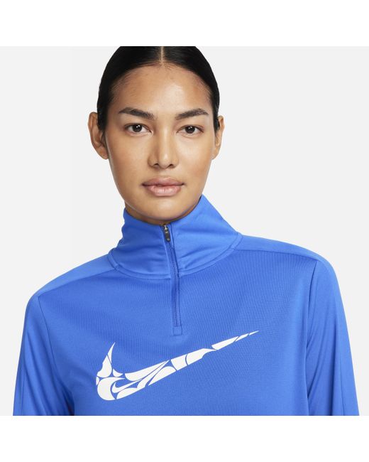 Nike Blue Swoosh Dri-fit 1/4-zip Mid Layer