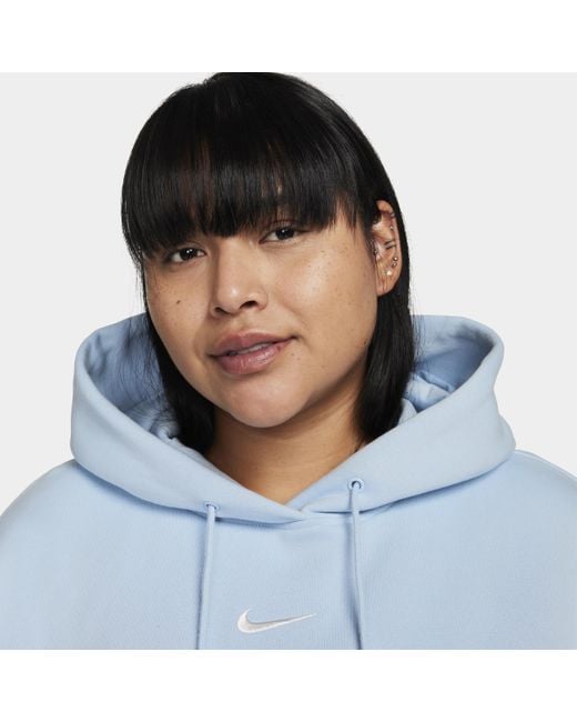 Nike Blue Sportswear Phoenix Fleece Oversized Pullover Hoodie (plus Size)