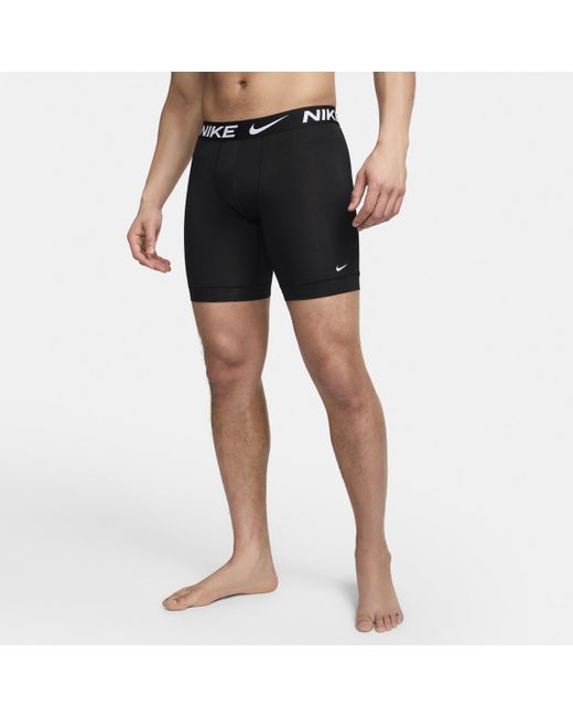 Nike Black Dri-fit Essential Micro Long Boxer Briefs (3-pack) for men
