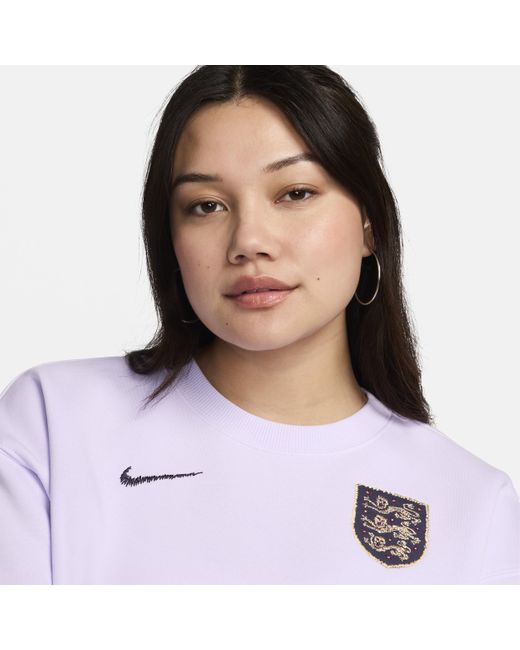 Nike Purple England Phoenix Fleece Football Oversized Crew-neck Sweatshirt