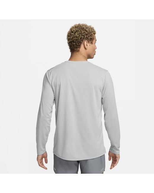 Nike Gray Miler Dri-Fit Uv Long-Sleeve Running Top for men