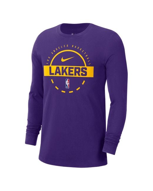 Nike Purple Los Angeles Lakers Nba Practice Long-Sleeve T-Shirt for men