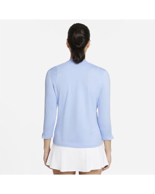 Nike Synthetic Court Dri Fit Uv Victory 3 4 Sleeve Tennis Top In Blue Lyst