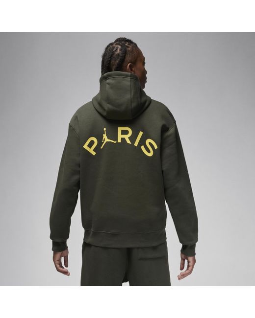 Nike Green Paris Saint-germain Fleece Pullover Hoodie Cotton for men