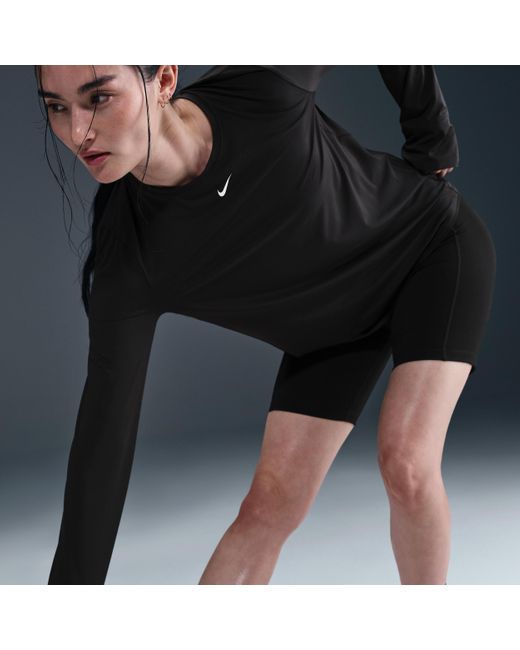 Nike One Classic Dri-Fit Damestop Met Lange Mouwen in het Black