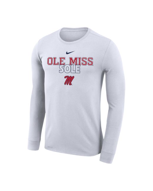 Nike Ole Miss Rebels Bench Dri-fit College Long-sleeve T-shirt In White ...