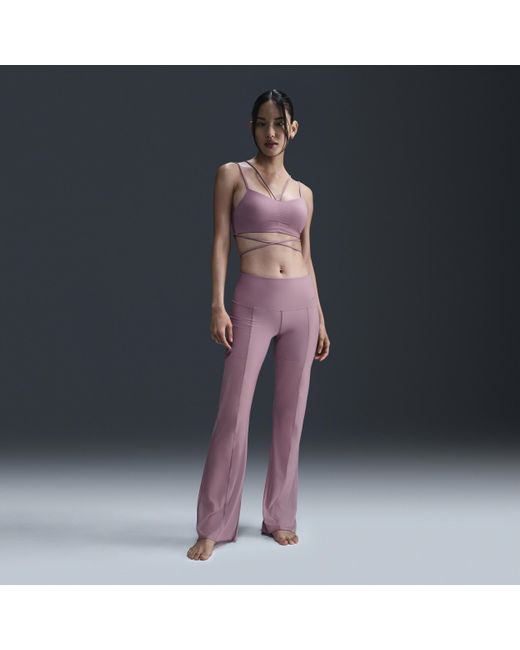 Nike Blue Zenvy Sheer Gentle-Support High-Waisted Full-Length Trousers
