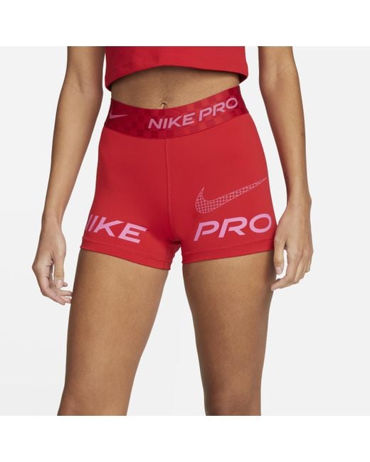 Nike Red Pro Dri-fit Mid-rise 8cm (approx.) Graphic Training Shorts