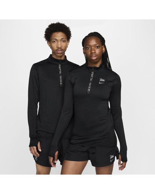 Maglia a manica lunga con zip a metà lunghezza x patta running team di Nike in Black da Uomo