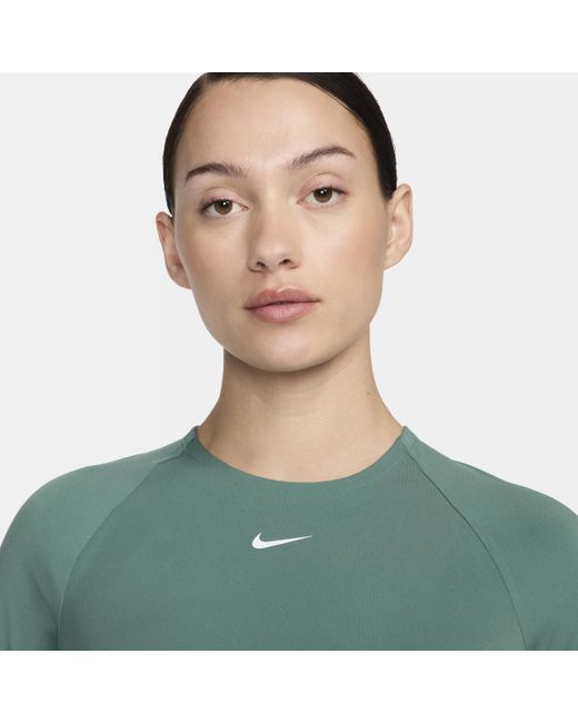 Nike Green Pro Dri-fit Cropped Long-sleeve Top