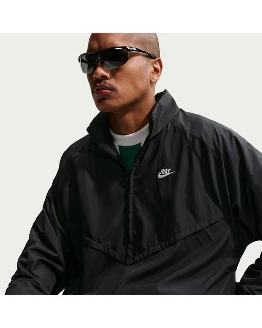 Nike Black Windrunner Lightweight Half-Zip Jacket for men