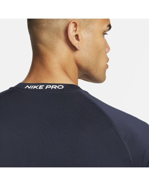 Nike Pro Dri-fit Strakke Fitnesstop Met Korte Mouwen in het Blue voor heren