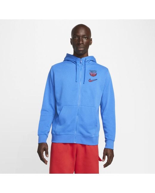 Nike Fc Barcelona Full-zip French Terry Hoodie in Blue for Men | Lyst