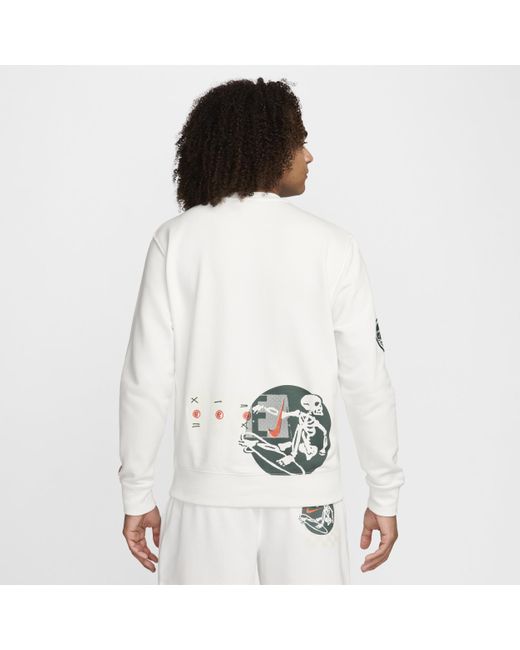 Nike White Sportswear Club Fleece Crew-neck French Terry Sweatshirt for men