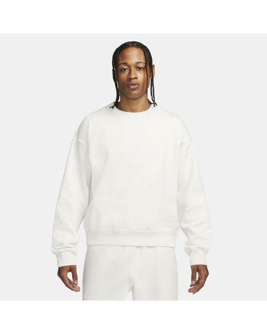Nike Solo Swoosh Fleece Crew in White for Men | Lyst
