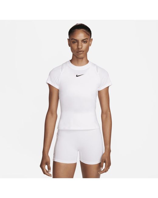 Nike Court Advantage Dri-fit Tennistop Met Korte Mouwen in het White