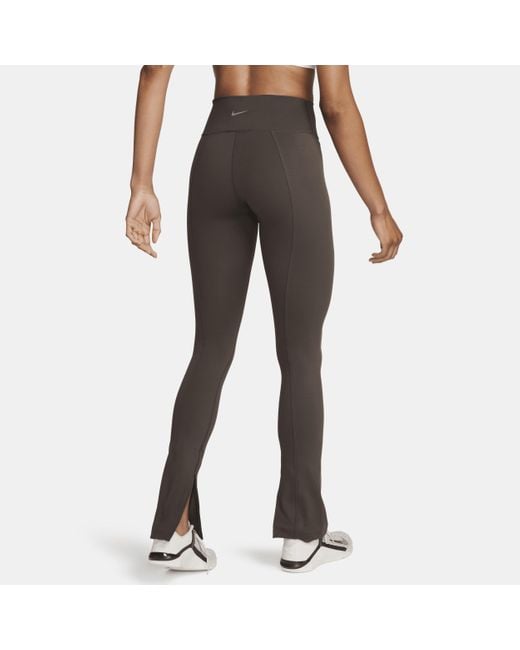 Nike Brown One High-waisted Full-length Split-hem leggings 50% Recycled Polyester
