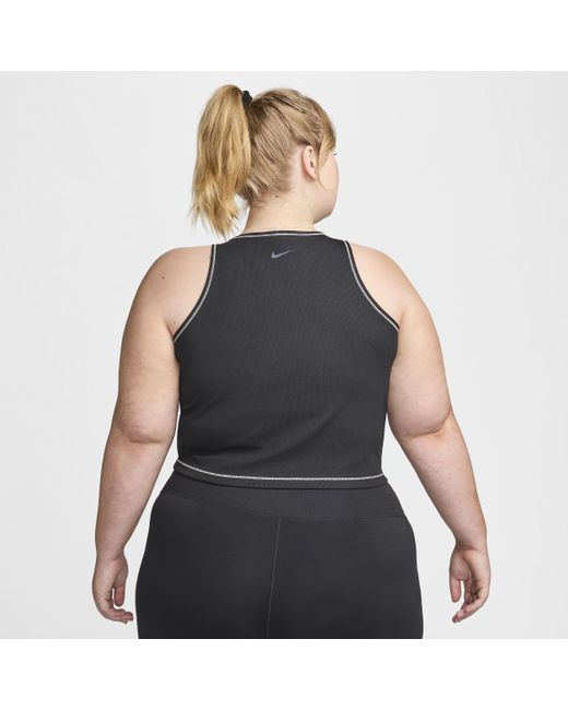 Nike Black One Fitted Dri-fit Ribbed Tank Top (plus Size)