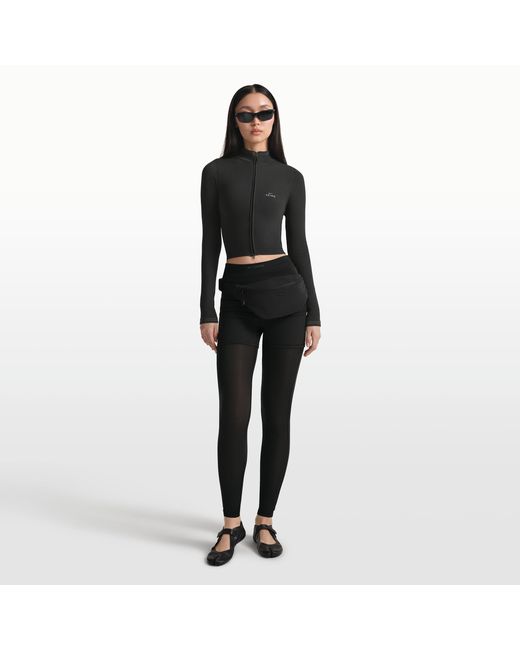 Nike Skims Ribbed Seamless Cropped Full-Zip Jacket in Black | Lyst
