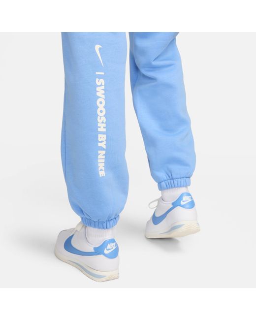 Nike Blue Sportswear Loose Fleece Trousers Cotton