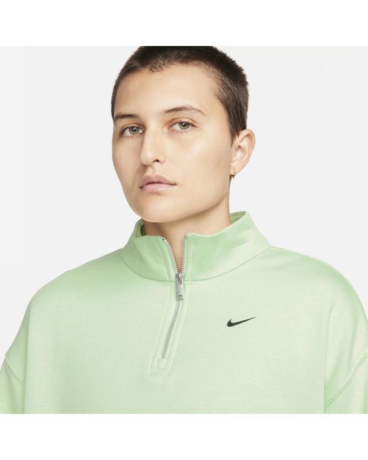 Nike Sportswear Oversized Top Van Fleece Met Korte Rits in het Green