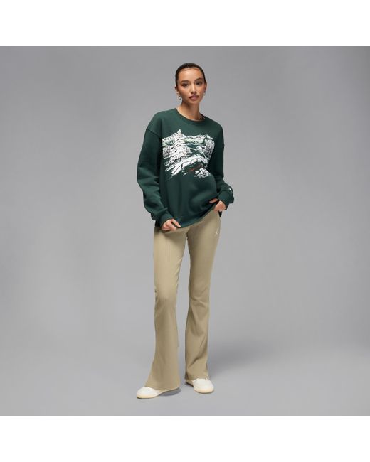 Nike Green Brooklyn Fleece Crew-Neck Sweatshirt