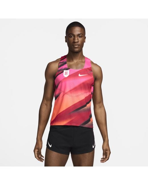 Nike Red Aeroswift Bowerman Track Club Running Vest Polyester for men