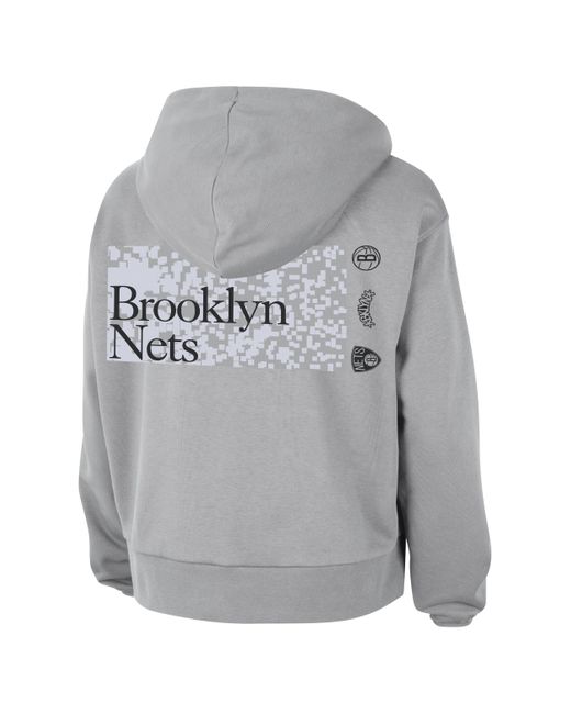 Nike Gray Brooklyn Nets Standard Issue Dri-fit Nba Pullover Hoodie Cotton