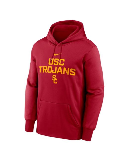 Nike Red Usc Team Stacked Menâ Therma College Pullover Hoodie for men