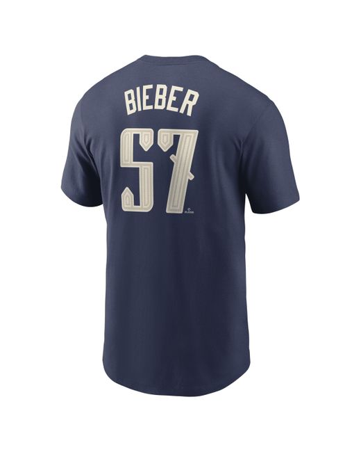 Nike Blue Shane Bieber Cleveland Guardians City Connect Fuse Mlb T-shirt for men