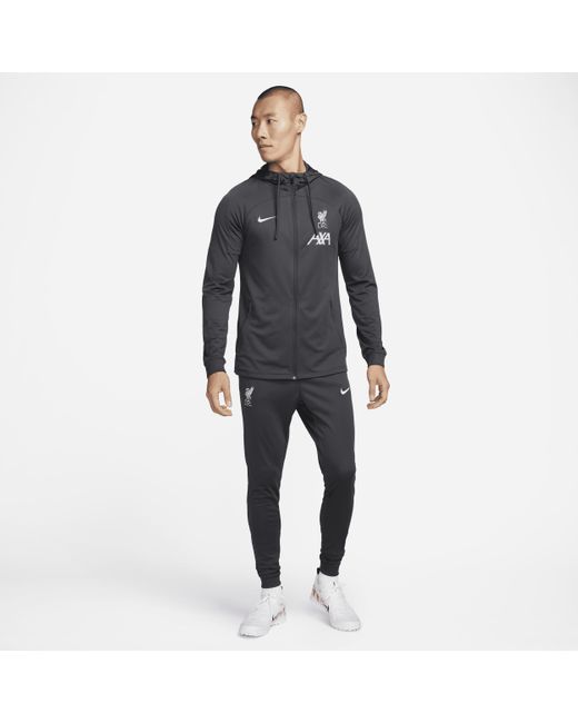 Tuta da calcio in maglia con cappuccio dri-fit liverpool fc strike di Nike in Black da Uomo