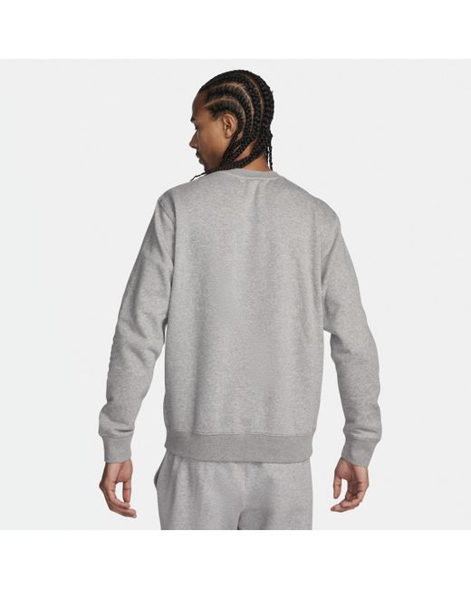 Nike Gray Club Fleece Long-sleeve Crew-neck Sweatshirt Polyester for men