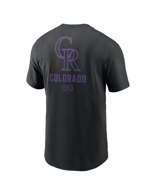 Nike Black Colorado Rockies Large Logo Back Stack Mlb T-shirt for men