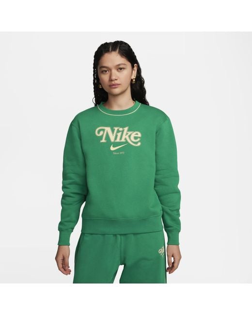 Nike Green Sportswear Fleece Crew-neck Sweatshirt Polyester