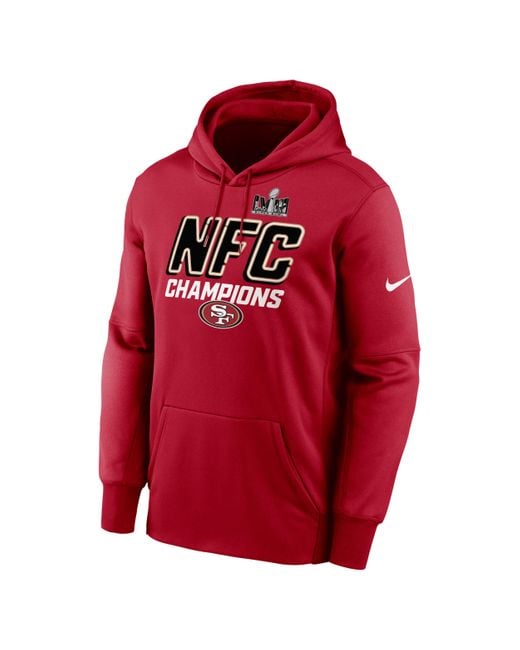 Nike Red San Francisco 49ers 2023 Nfc Champions Iconic Therma Nfl Pullover Hoodie for men